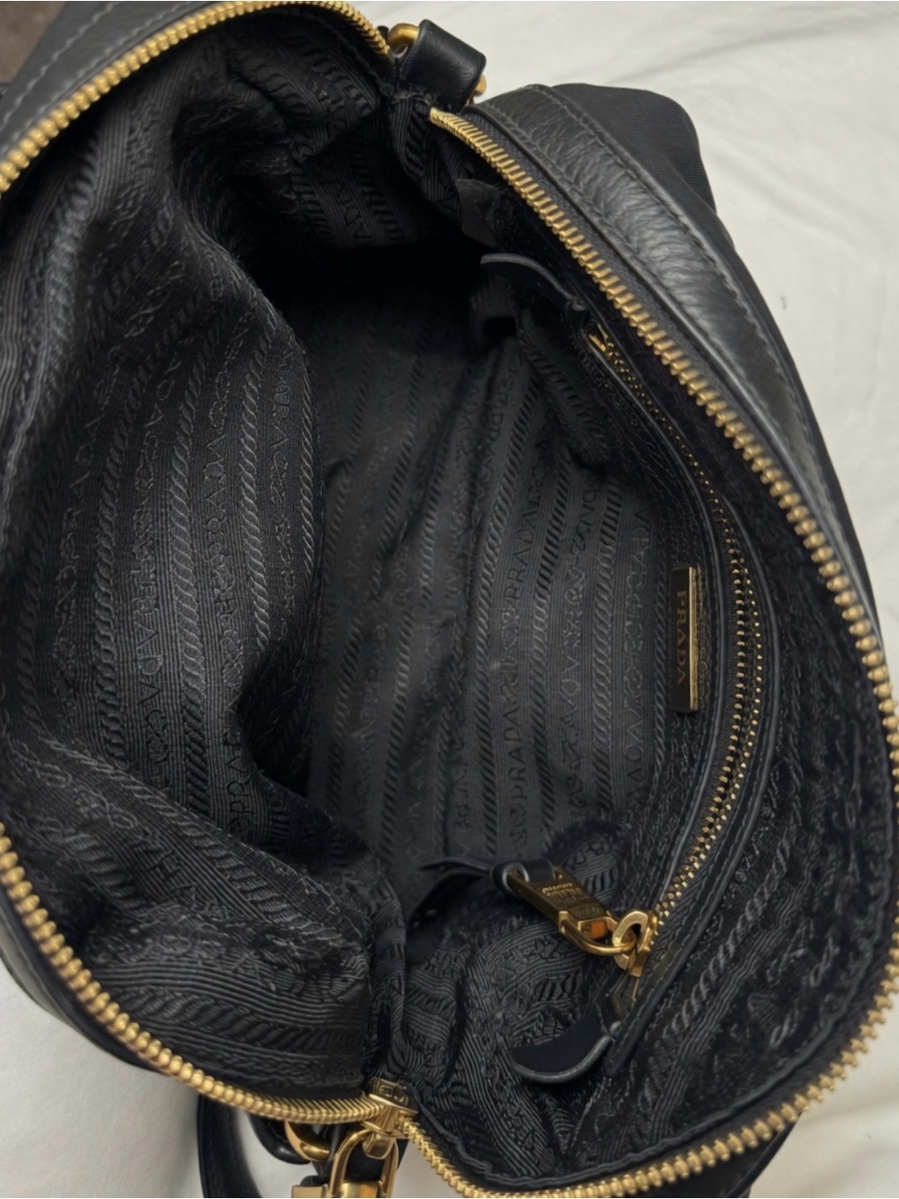 Prada Tessuto Black Nylon Crossbody with Gold Logo Hardware - Picture 12 of 15
